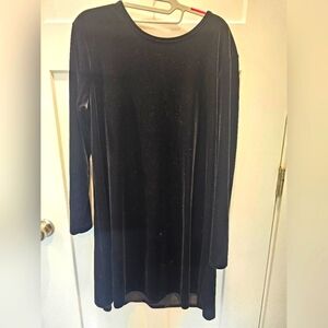 Dawn Joy Black Velvet Stretch Dress Size 10 Long Sleeve Cocktail Holiday